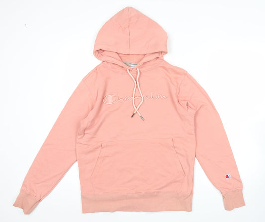 Champion Men’s Pink Pullover Hoodie Medium Logo Sportswear