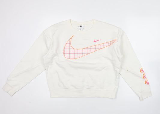 Womens UK L Relaxed Nike White Pullover Sweatshirt