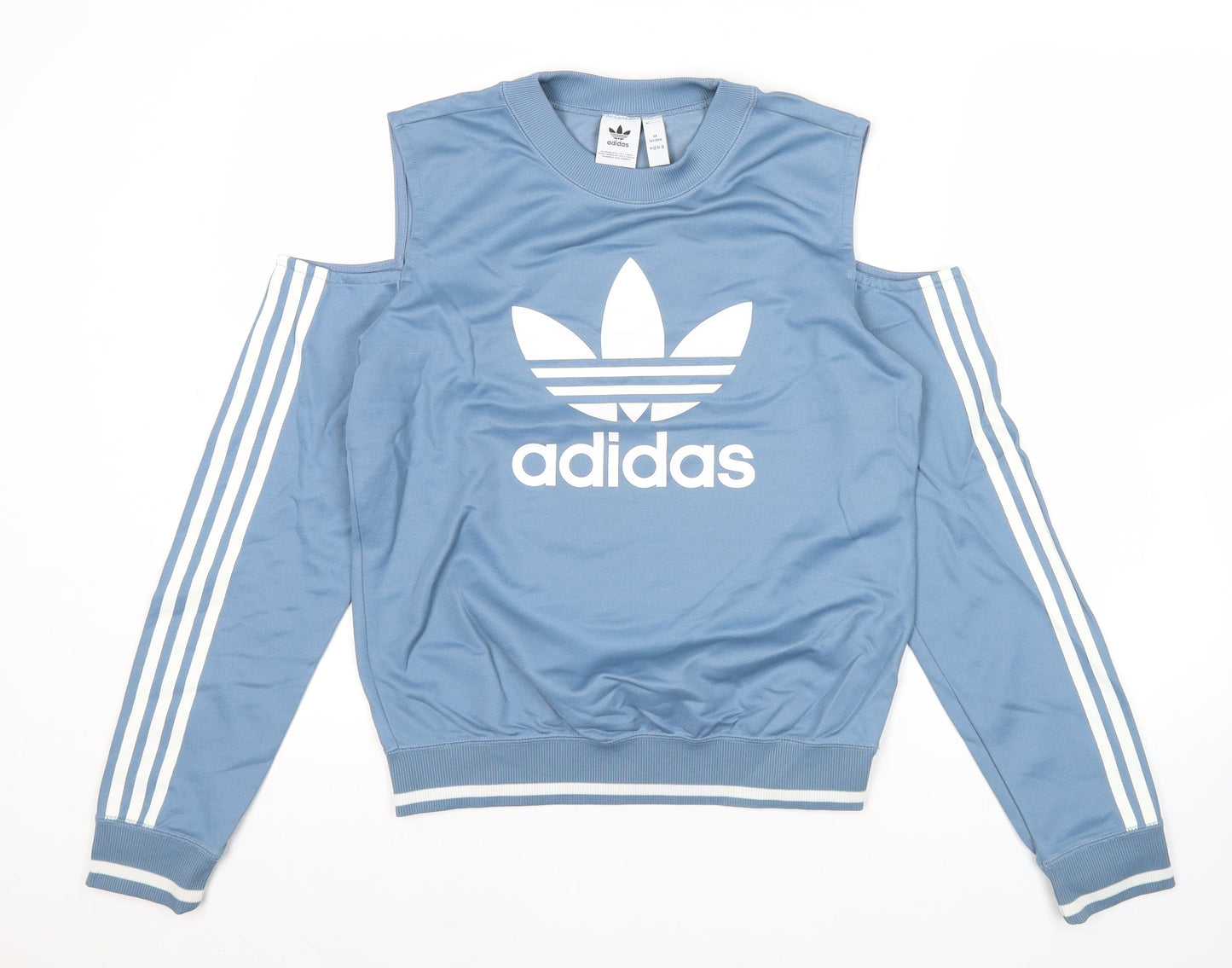 Adidas Womens Blue Cold Shoulder Sweatshirt Size 8 UK Cotton Blend