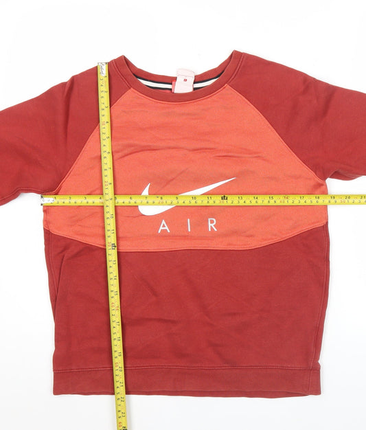 Nike Womens Red Sweatshirt L Logo Print Crew Neck Long Sleeve