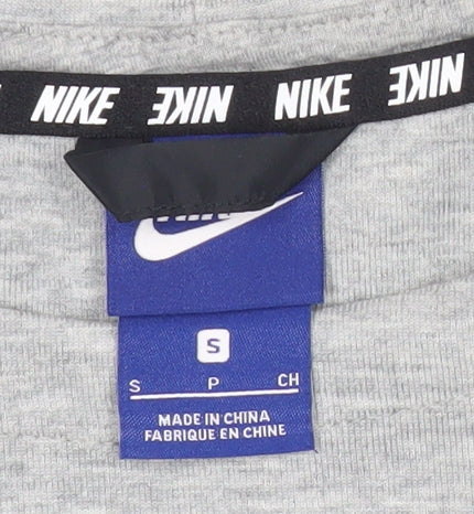 Nike Womens Grey Small Pullover Sweatshirt Logo Drawstring Hem