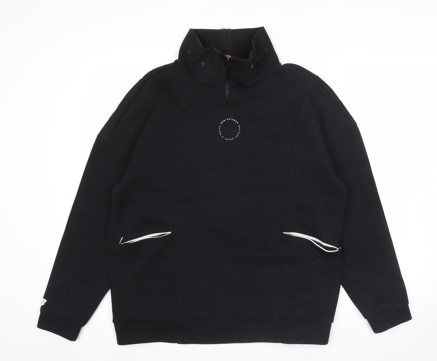 New Balance Men’s Black Pullover Sweatshirt L High Neck Zip Pockets