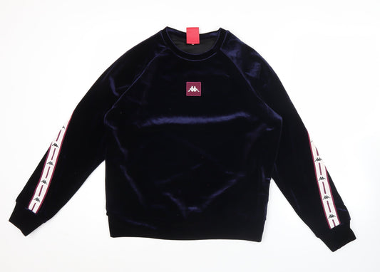 Kappa Men’s Blue Velvet Logo Sweatshirt Pullover M Regular Fit