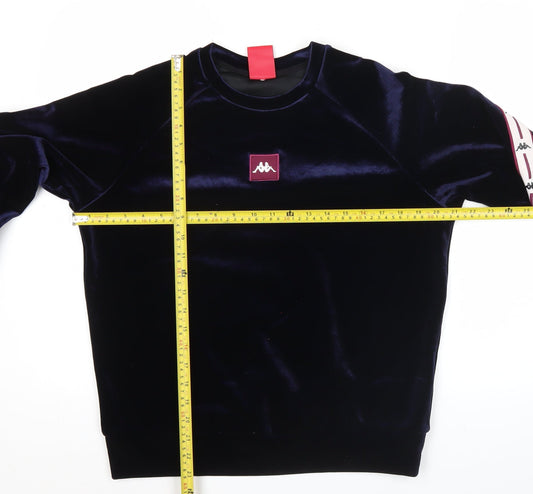 Kappa Men’s Blue Velvet Logo Sweatshirt Pullover M Regular Fit