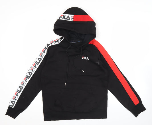 FILA Men’s Black Hoodie Pullover Medium Logo Sportswear
