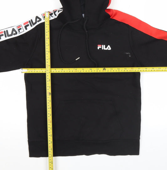 FILA Men’s Black Hoodie Pullover Medium Logo Sportswear