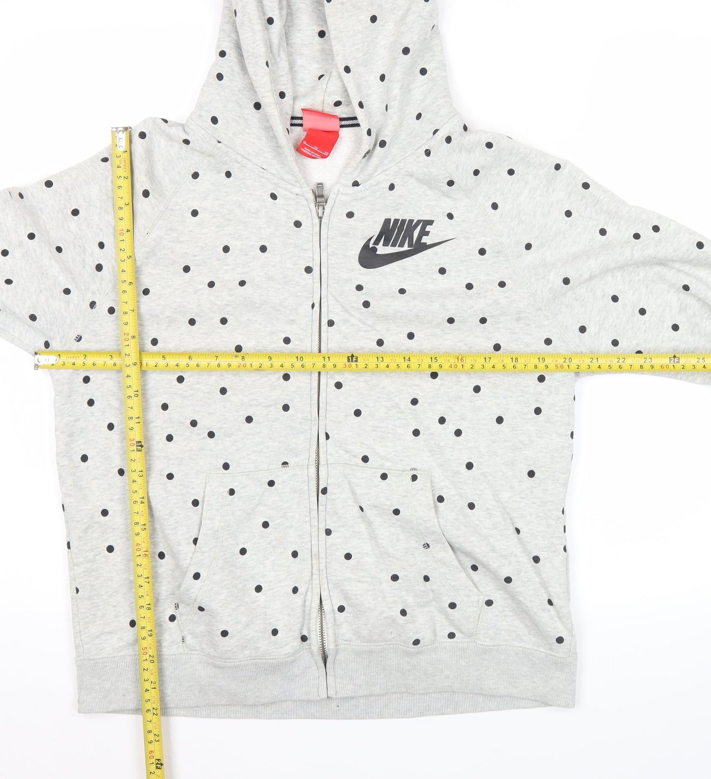 Nike Womens Grey Polka Dot Full Zip Hoodie Sweatshirt XL