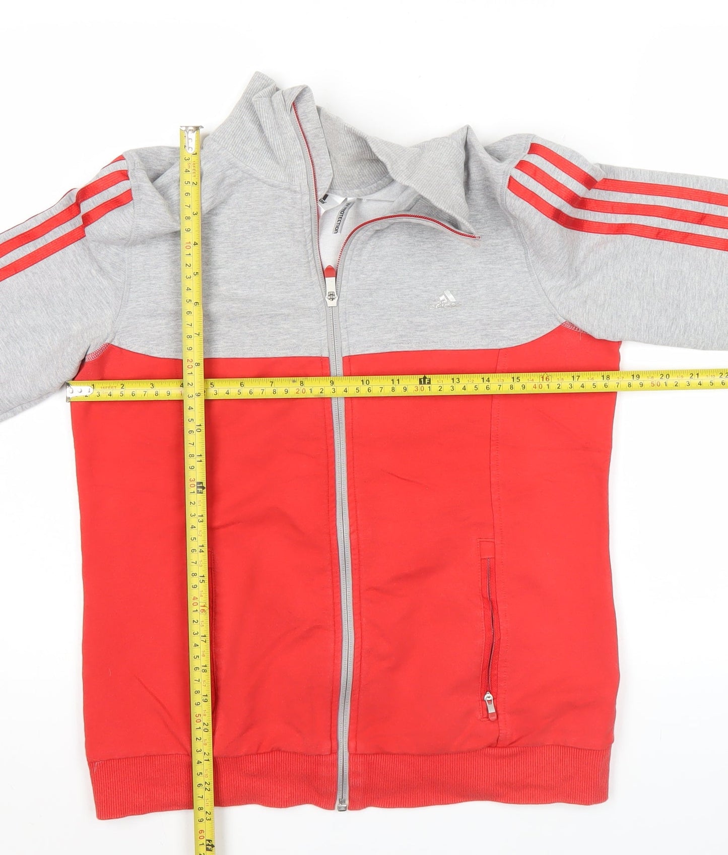 Adidas Men’s Red Grey Track Jacket S Regular Fit Full Zip