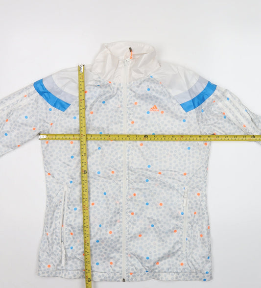 Adidas Womens White Polka Dot Windbreaker Jacket Size 10 UK
