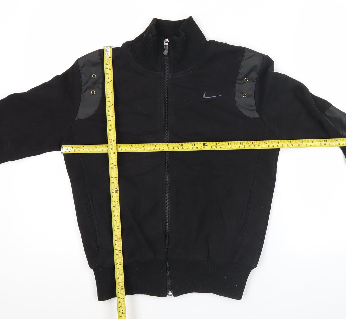 Nike Women Black Cotton Track Jacket L Full Zip Sportswear