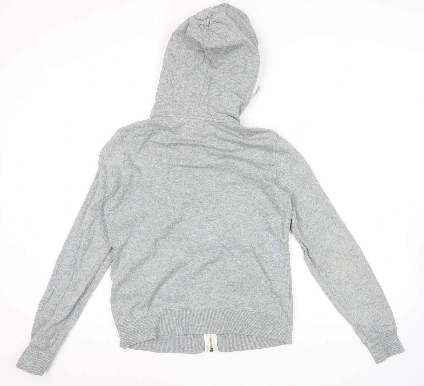 Converse Women's Grey Full Zip Hoodie UK 8 Logo Casual Sweatshirt