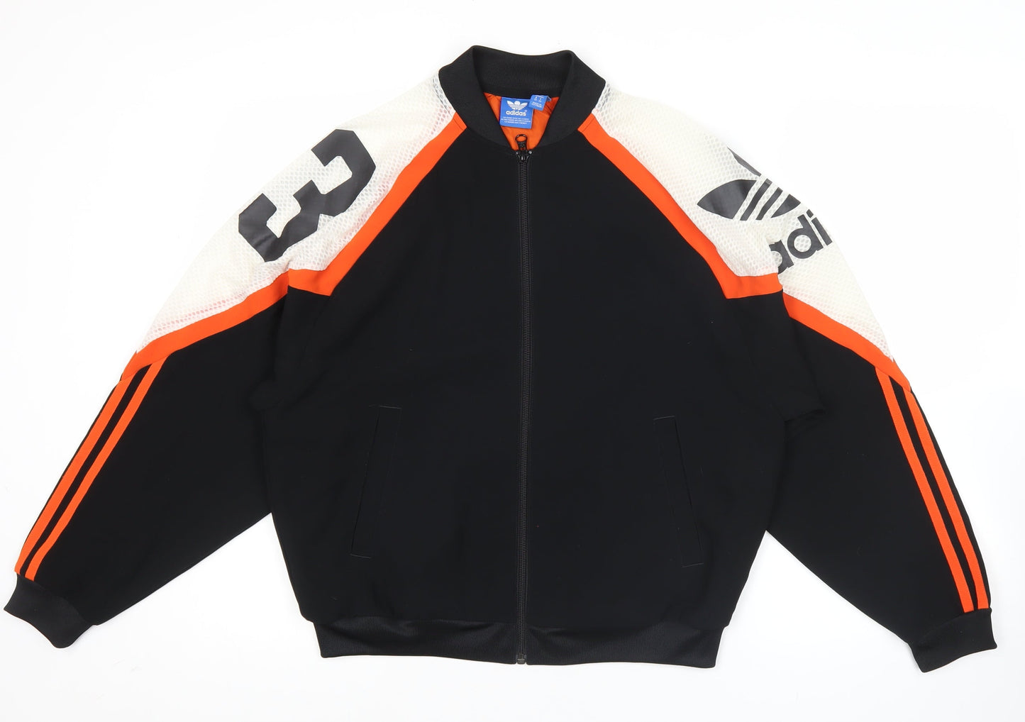Adidas Mens Black XS Track Jacket Sports Logo Colourblock Zip