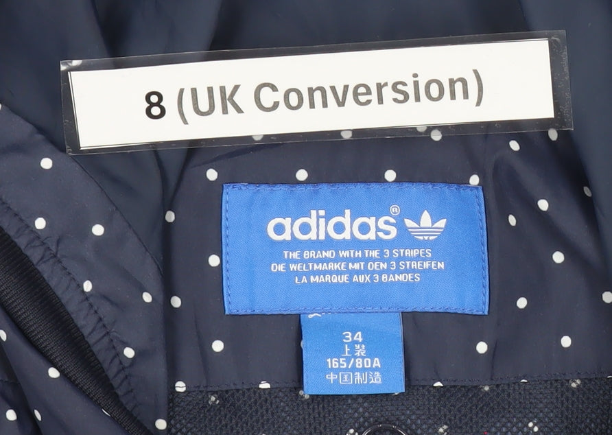 Adidas Women’s Blue Polka Dot Windbreaker Jacket Size 8