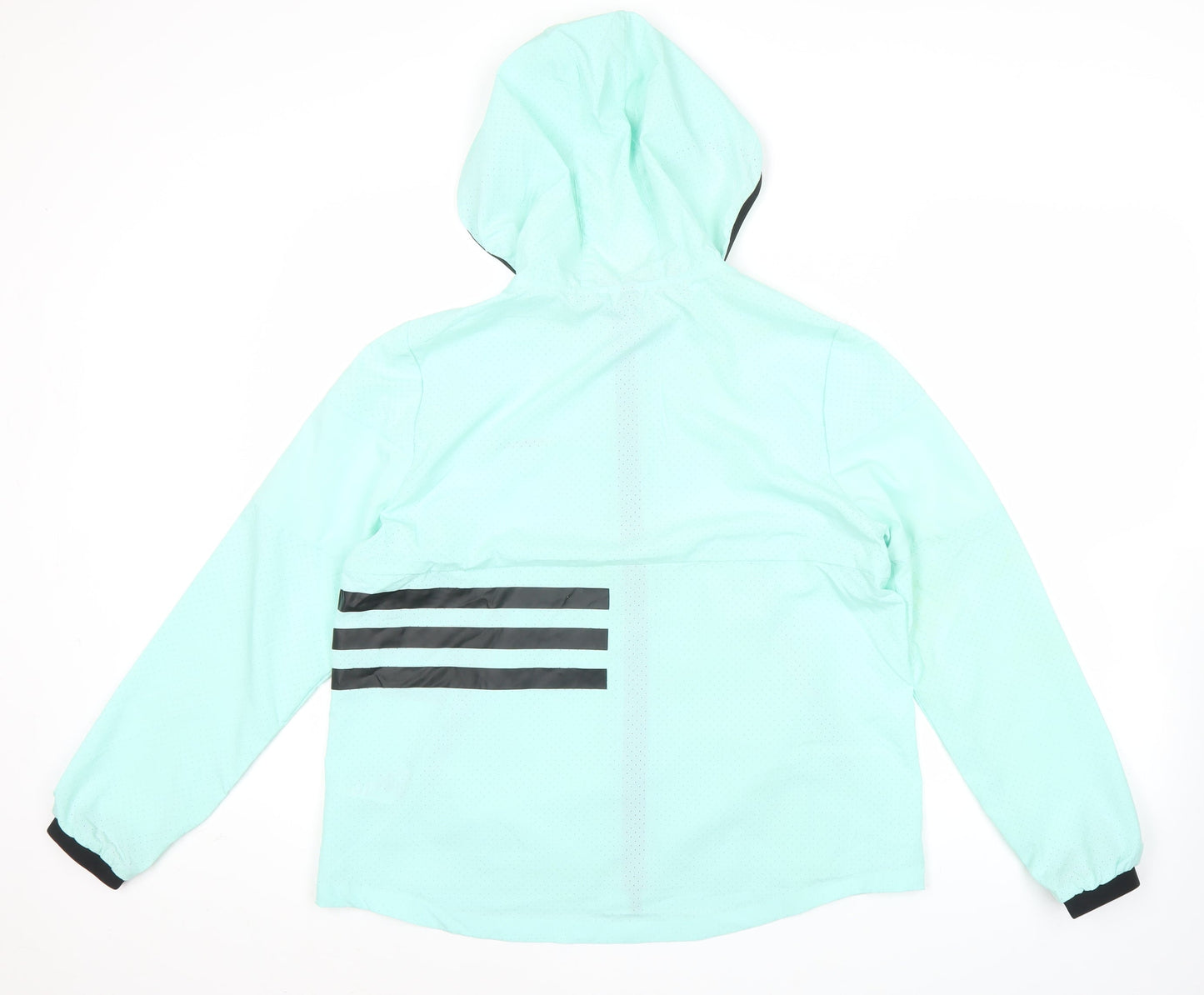 Adidas Womens Green Size 14 Windbreaker Hooded Jacket Lightweight