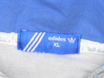 Adidas Womens Grey Hoodie XL Full Zip Cotton Logo Print Sweatshirt