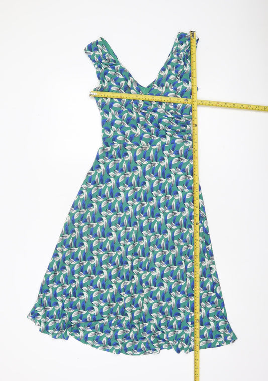 Boden Women’s Green Floral A-Line Sleeveless Dress UK 6