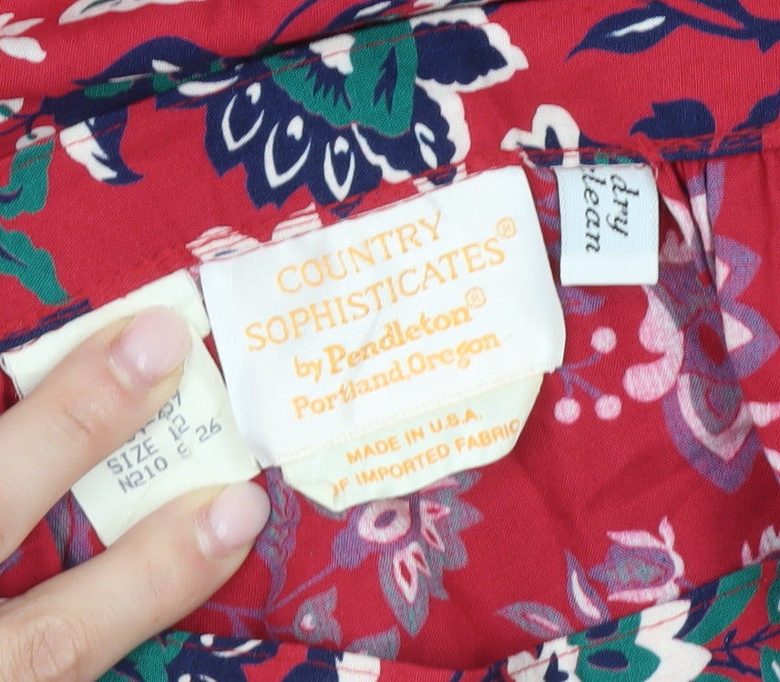 Pendleton Womens Red Floral A-Line Midi Skirt Size 14