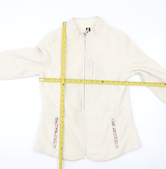 Joules Womens Ivory Fleece Jacket UK 8 Long Sleeve Zip Pockets
