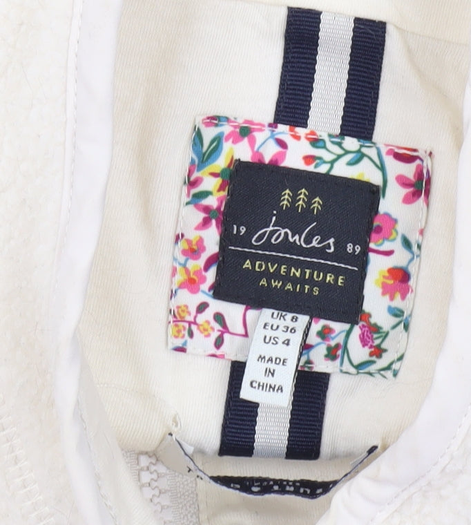 Joules Womens Ivory Fleece Jacket UK 8 Long Sleeve Zip Pockets
