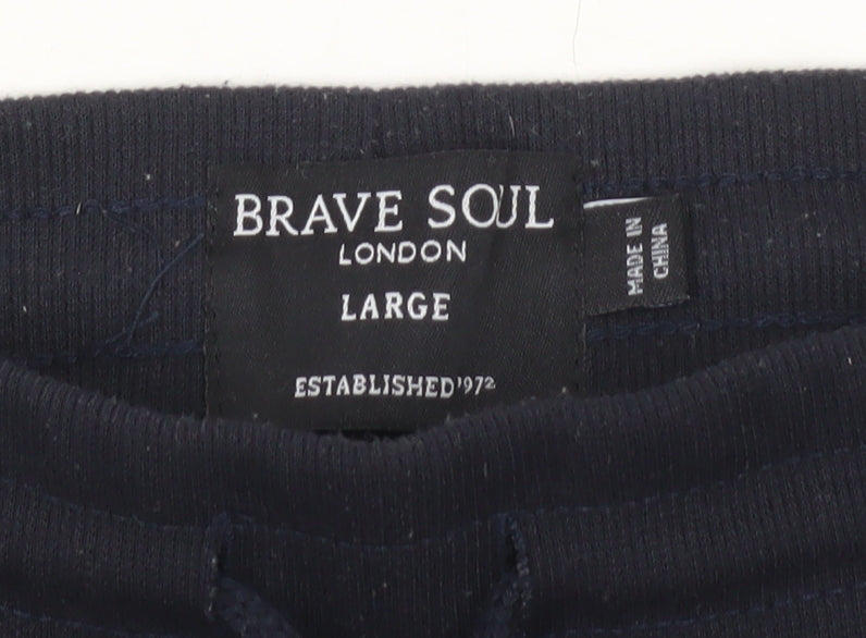 Brave Soul Men's Black Joggers Large Polyester Casual Trousers