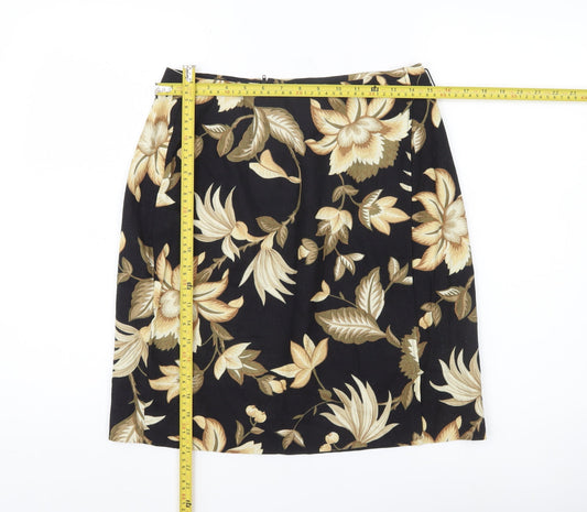 Intriguing Threads Women’s Black Floral Rayon Pencil Skirt Size 10