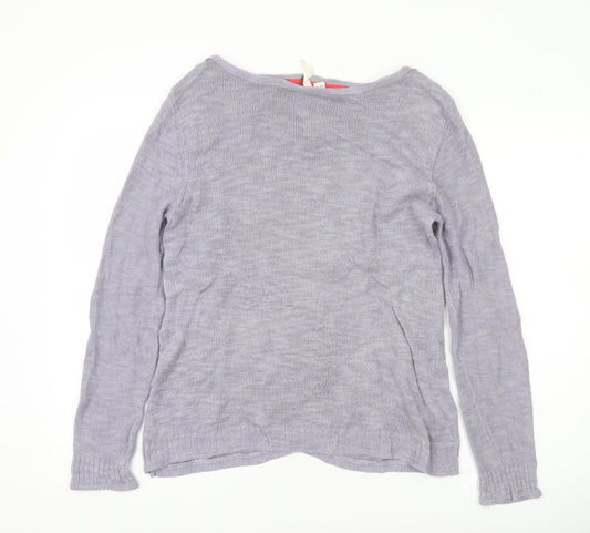 White Stuff Womens Purple Linen Cotton Jumper UK 12 Boat Neck