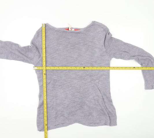 White Stuff Womens Purple Linen Cotton Jumper UK 12 Boat Neck