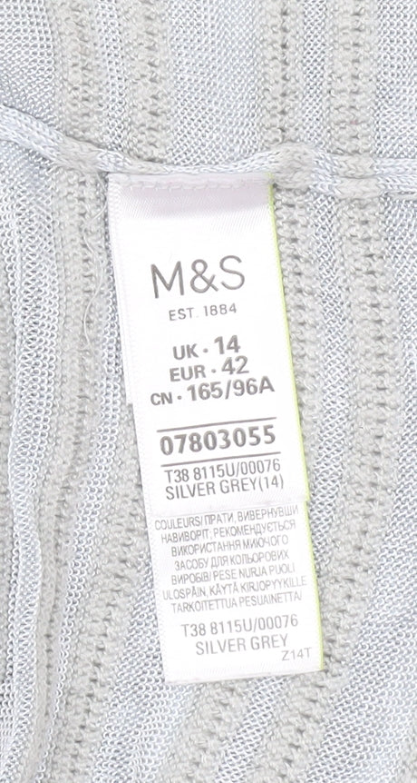 Marks and Spencer Women’s Grey Size 14 Open Knit Cardigan