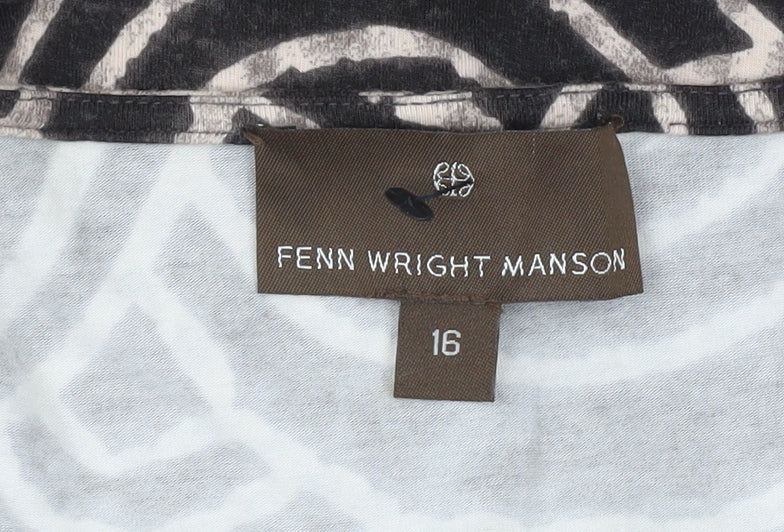 Fenn Wright Manson Women’s Black Geometric Wrap Dress Size 16
