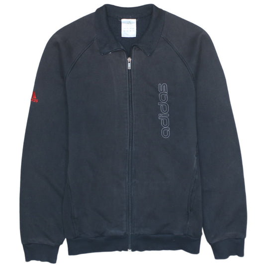Additional front view of Adidas men’s black full zip sweatshirt jacket, size M, sportswear