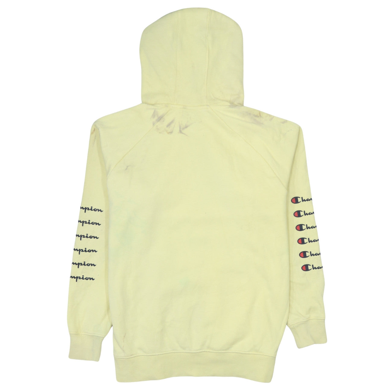 Champion Men's Yellow Pullover Hoodie Small Logo Graphic Print
