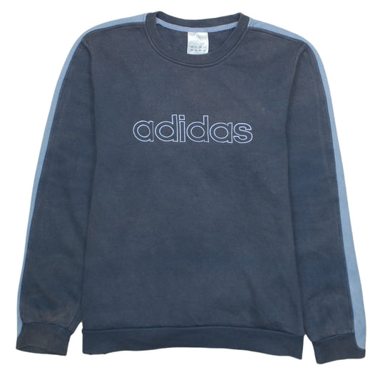 Adidas Men’s Blue Crew Neck Logo Sweatshirt Size L Regular Fit