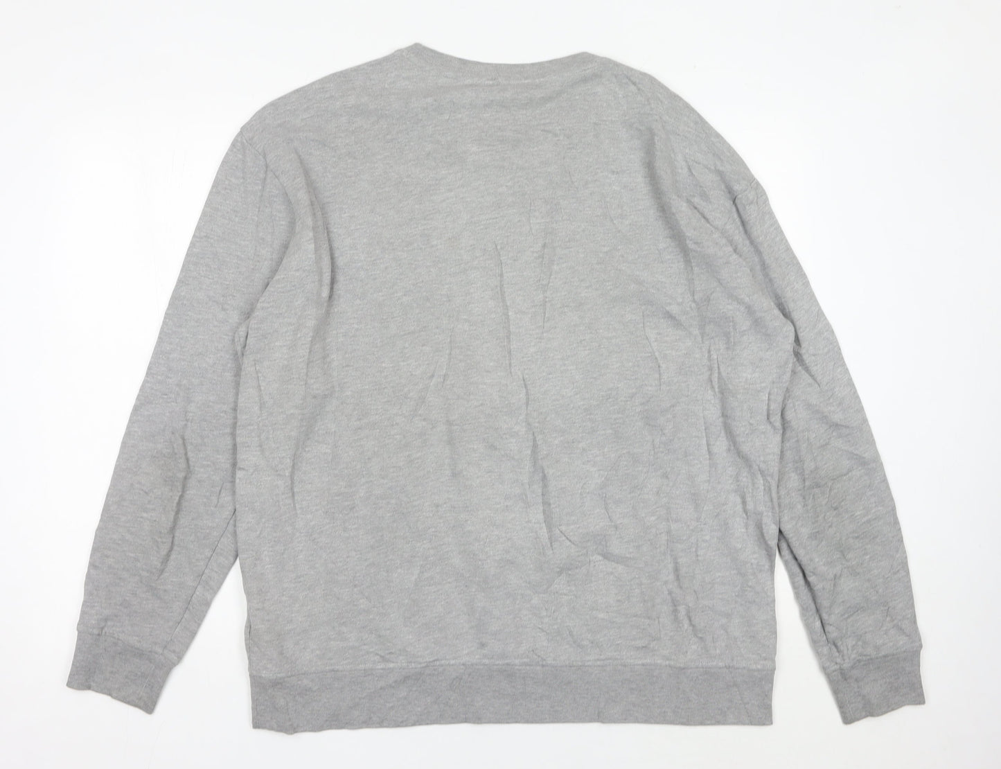 Lee Mens Grey 2XL Pullover Sweatshirt Crew Neck Logo Print