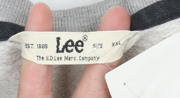 Lee Mens Grey 2XL Pullover Sweatshirt Crew Neck Logo Print