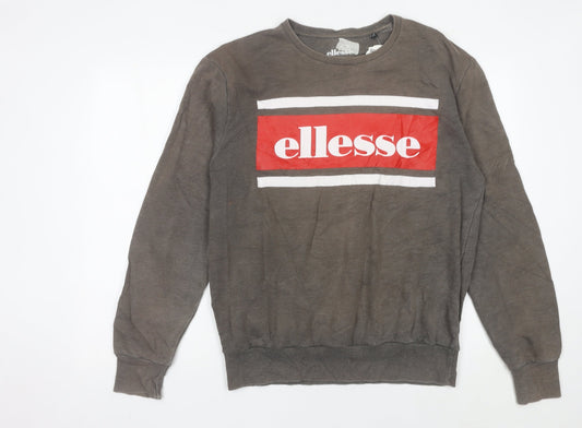 Ellesse Mens Brown Logo Sweatshirt L Crew Neck Pullover