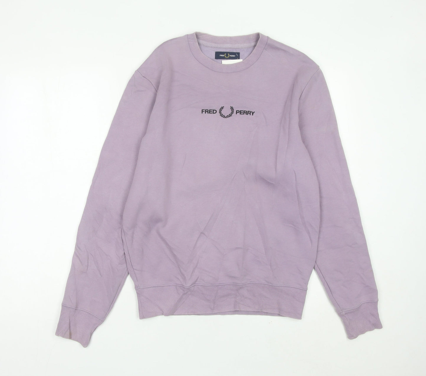 Fred Perry Men's Purple Small Sweatshirt Pullover Crew Neck Logo