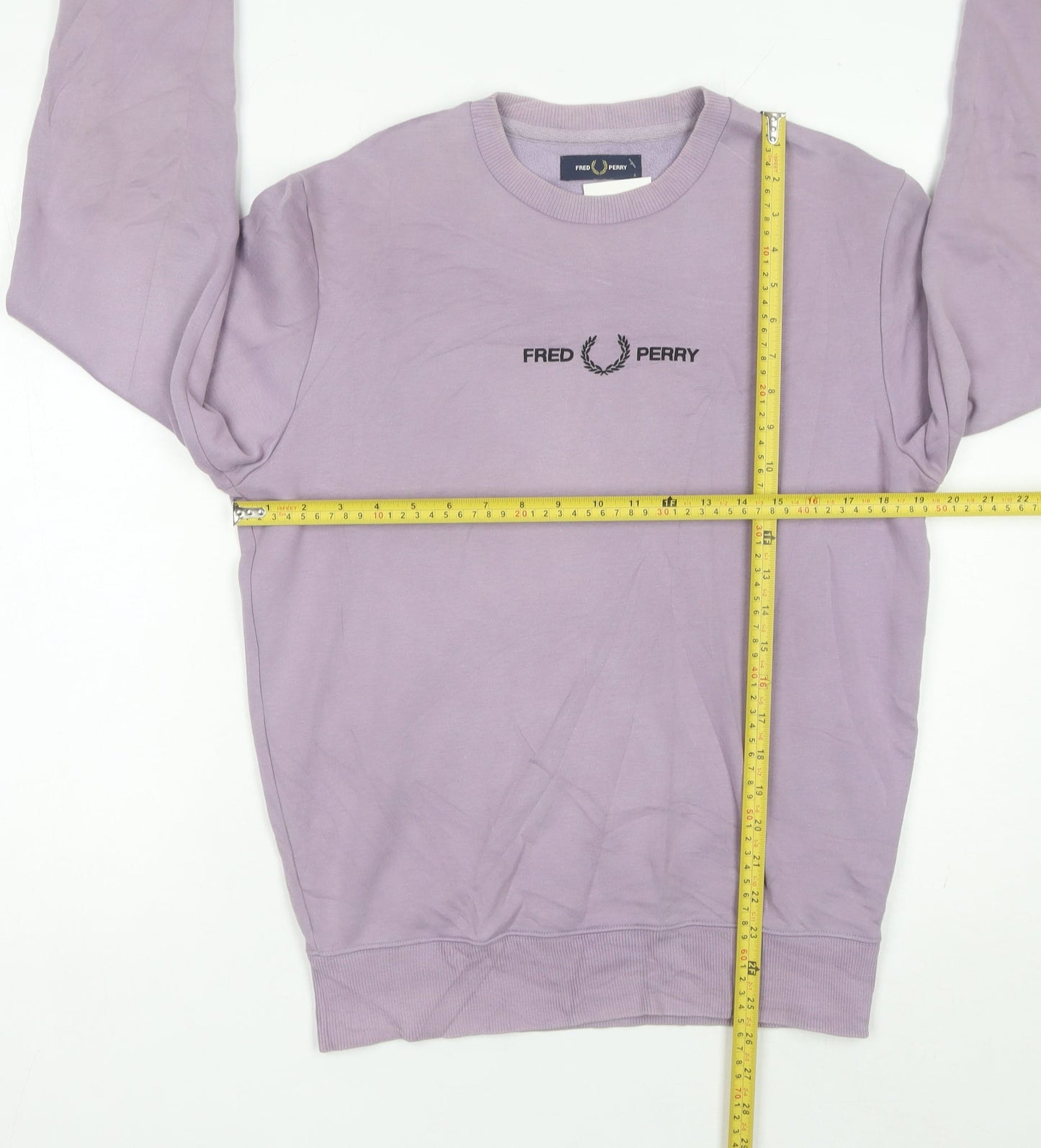 Fred Perry Men's Purple Small Sweatshirt Pullover Crew Neck Logo