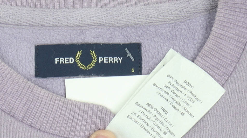 Fred Perry Men's Purple Small Sweatshirt Pullover Crew Neck Logo