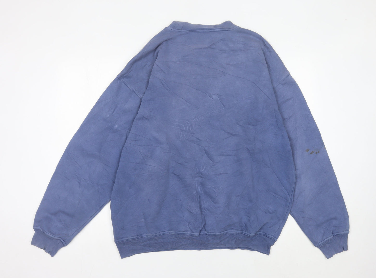 Adidas Mens Blue Logo Pullover Sweatshirt Size L Crew Neck