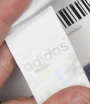 Adidas Mens Blue Logo Pullover Sweatshirt Size L Crew Neck