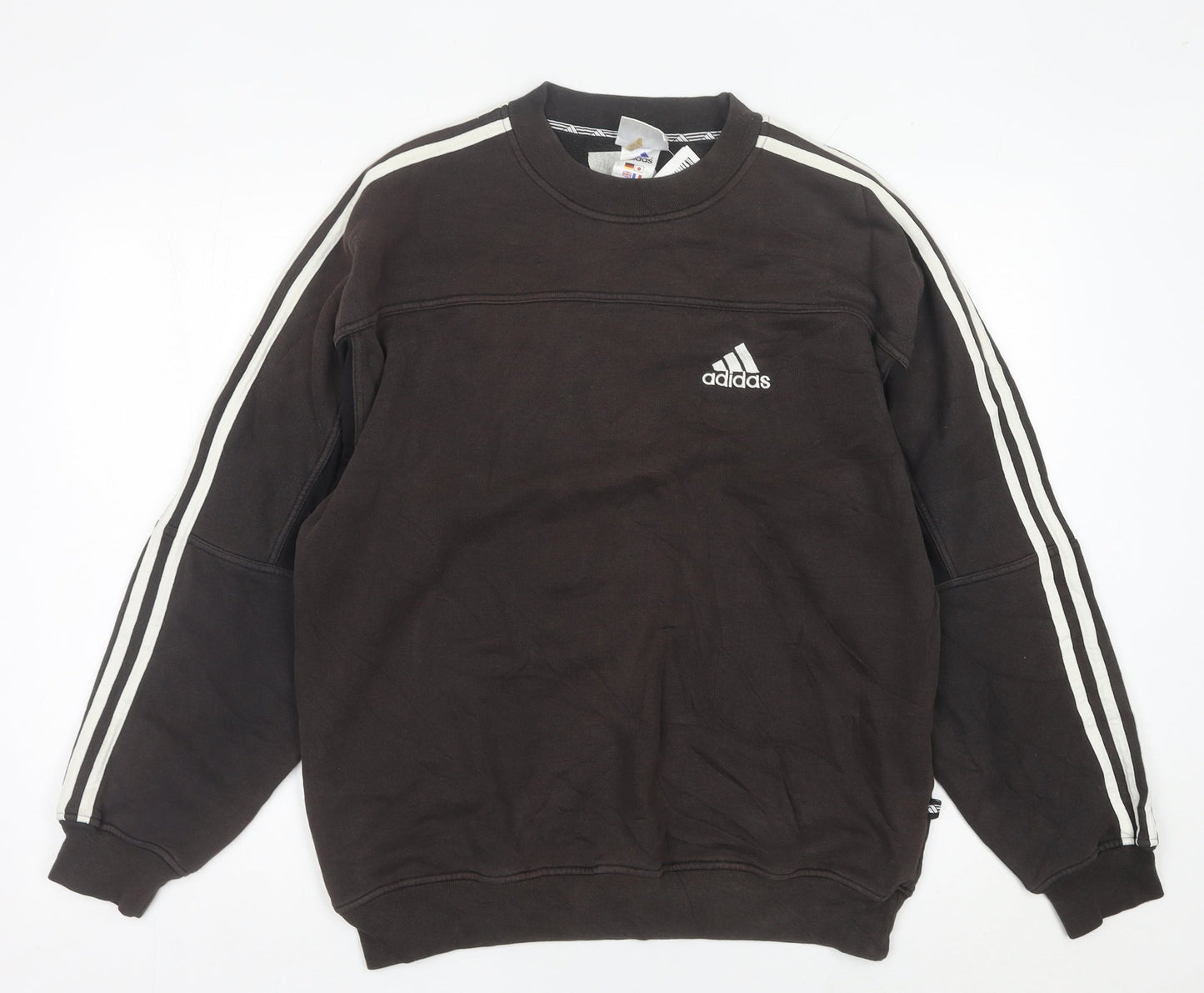 Adidas Men’s Brown L Sweatshirt Pullover Crew Neck Logo Sports