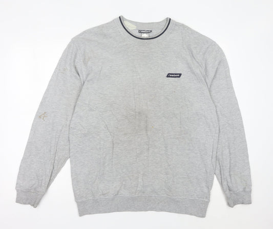 Reebok Mens Grey L Sweatshirt Pullover Logo Sportswear