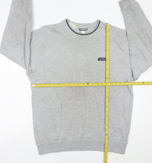 Reebok Mens Grey L Sweatshirt Pullover Logo Sportswear