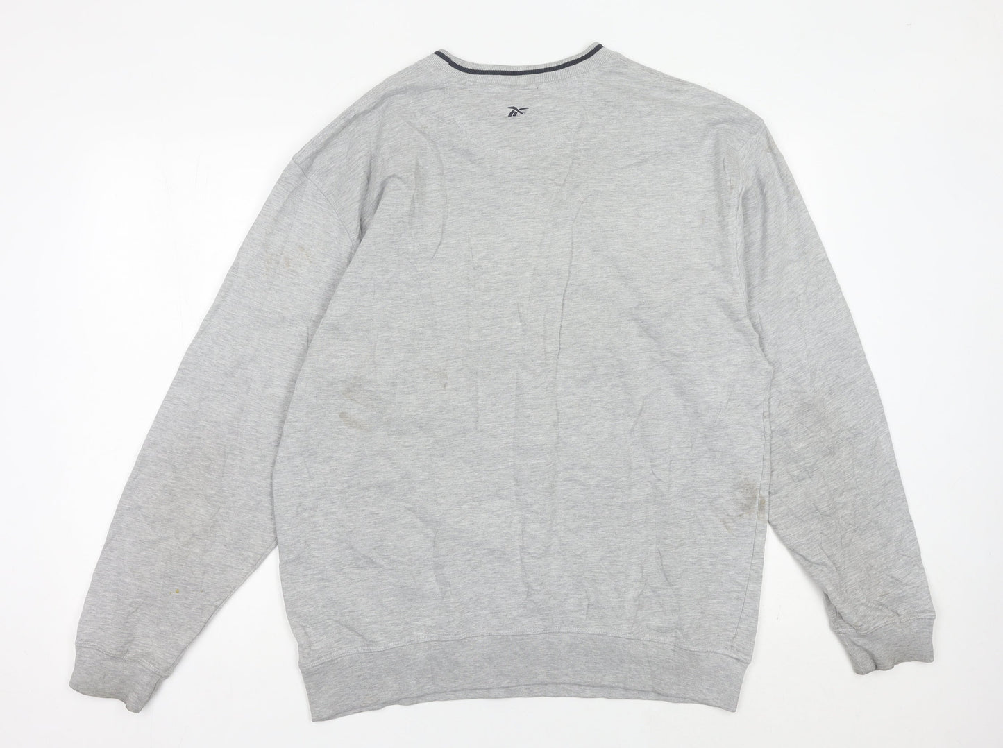 Reebok Mens Grey L Sweatshirt Pullover Logo Sportswear