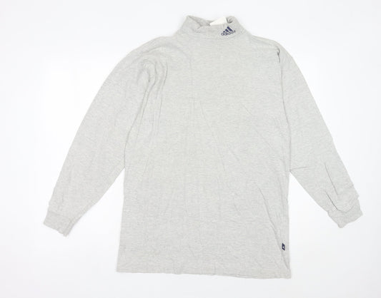 Adidas Men’s Grey High Neck Pullover Sweatshirt Size L Regular Fit