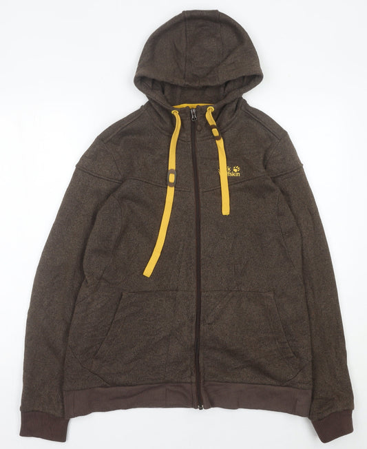 Jack Wolfskin Women Brown Hooded Full Zip Jacket Size 16 Outdoor