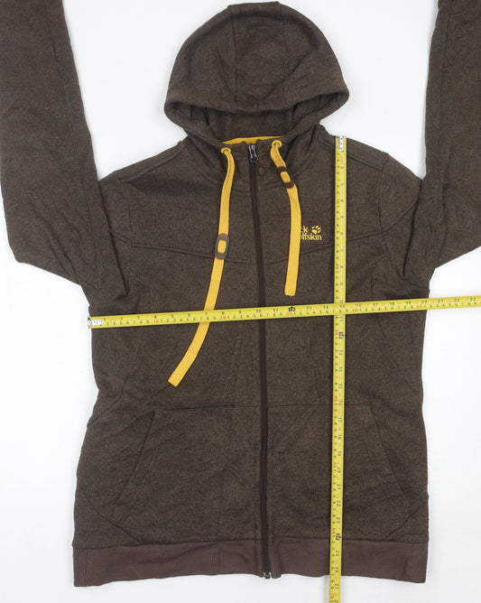 Jack Wolfskin Women Brown Hooded Full Zip Jacket Size 16 Outdoor