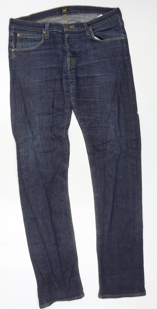 Lee Men's Blue Daren Straight Jeans W34 L36 Regular Fit Denim