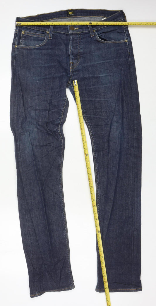 Lee Men's Blue Daren Straight Jeans W34 L36 Regular Fit Denim