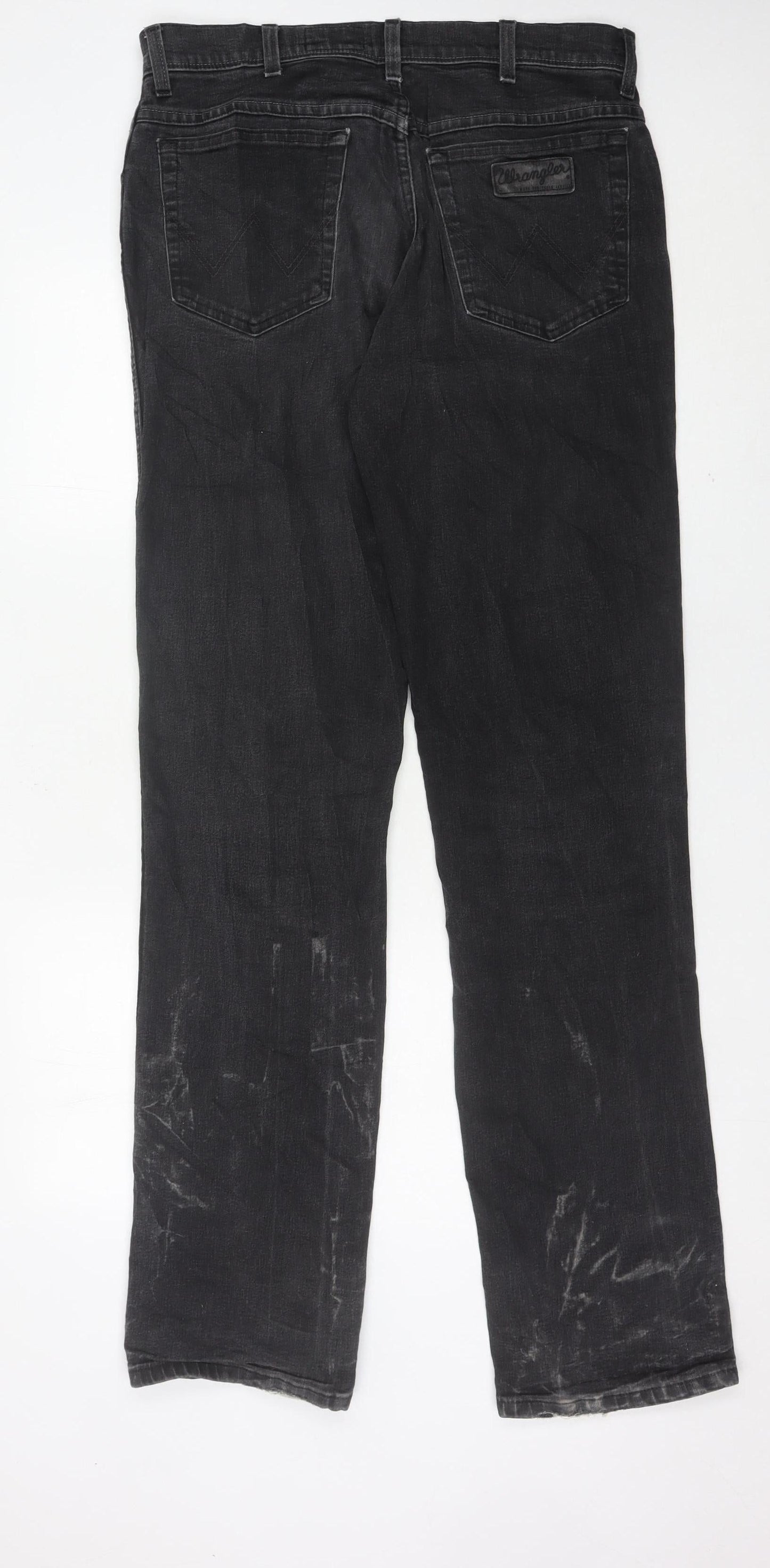 Wrangler Men's Black Straight Leg Denim Jeans W34 L36 Stretch